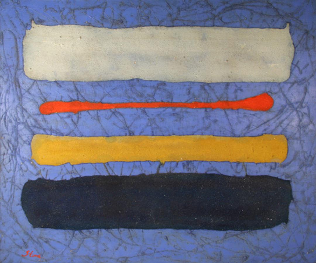 Artista: C. Stone
Titolo: Segni d'accento
Anno: circa 1960
Medium: Acrilico e sabbia su tela, firmato a sinistra.
Dimensioni: 30 x 36 pollici (76 x 91,5 cm)