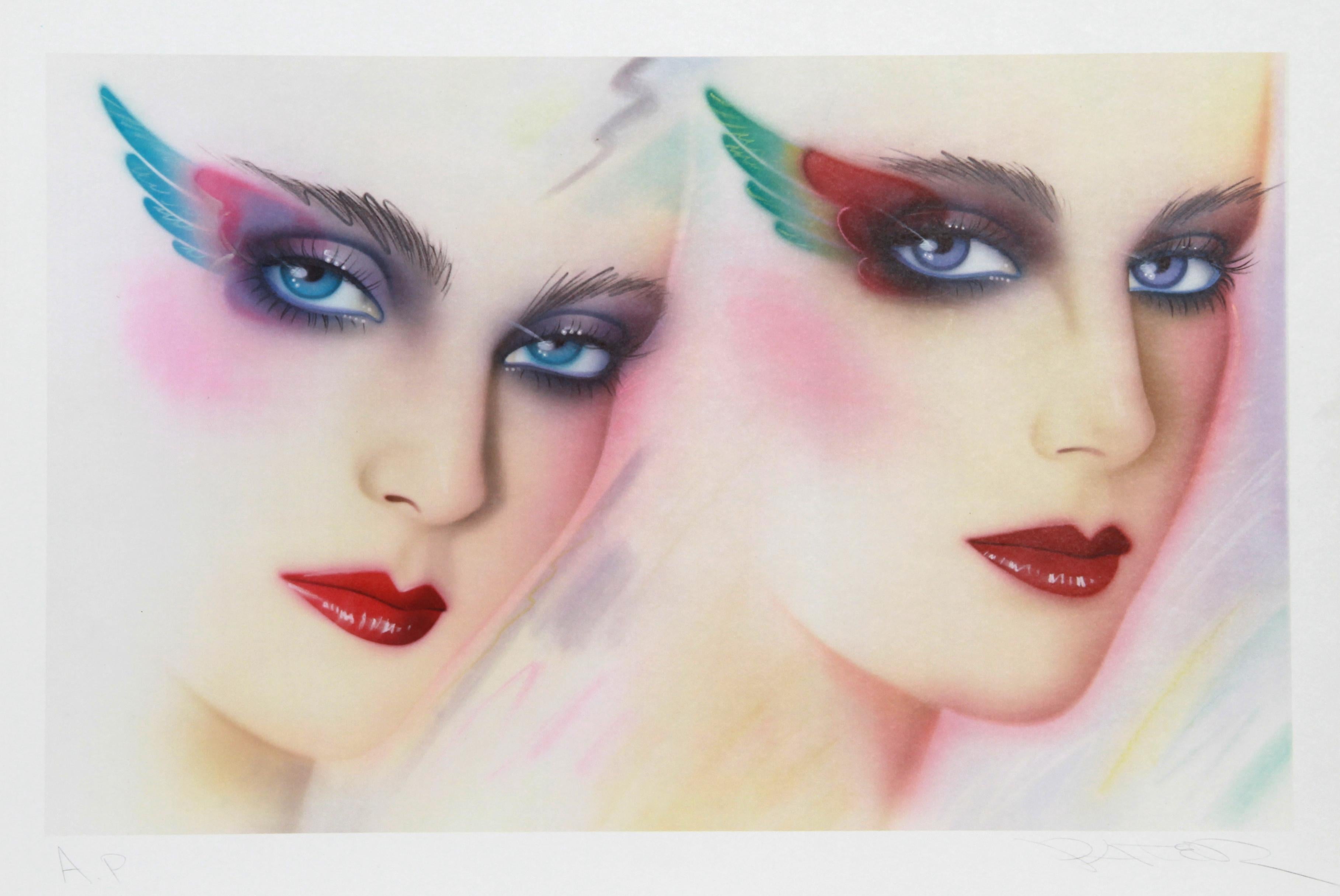 Angels, 1980's Portrait Lithograph by Peter Sato
