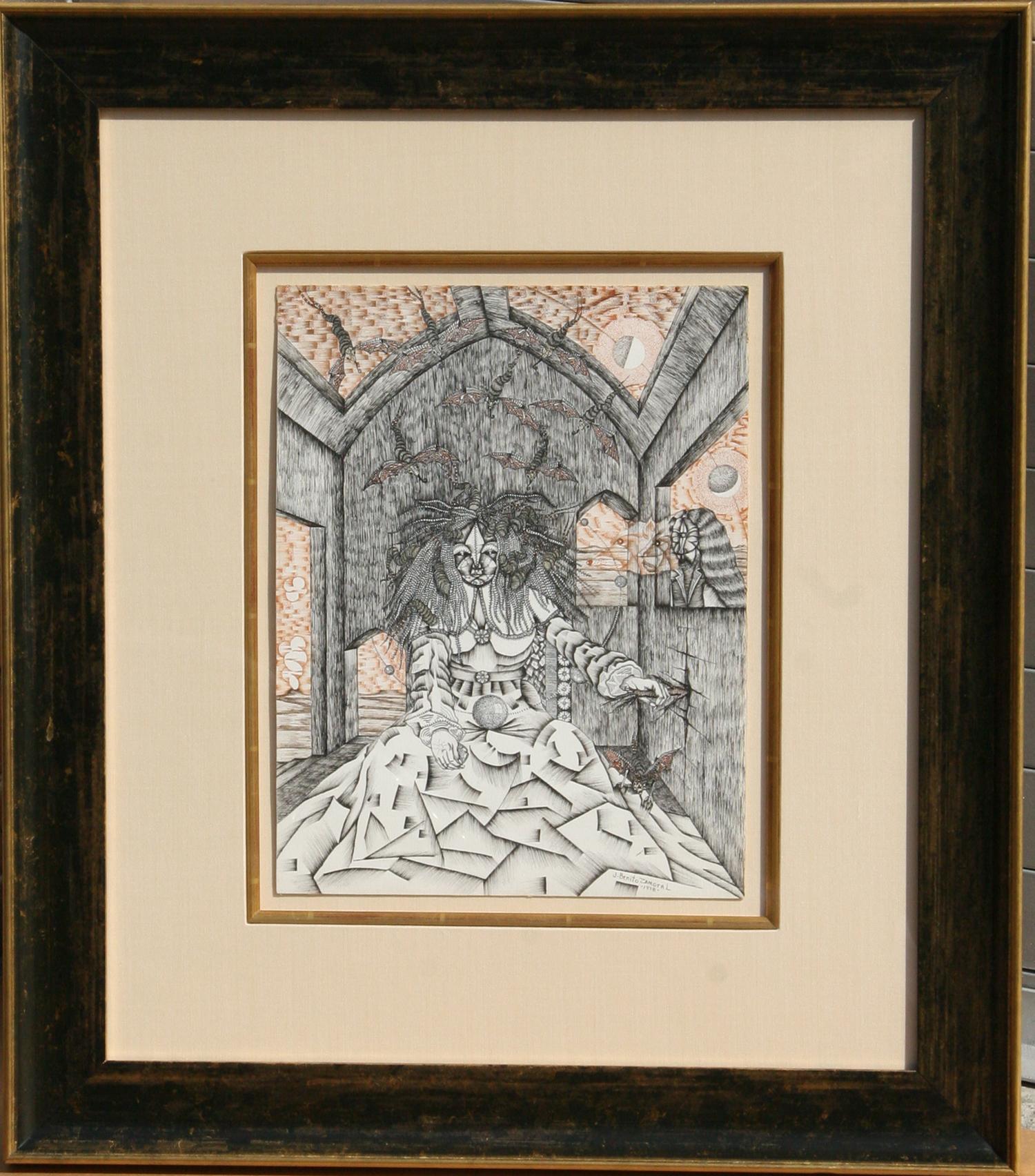 Tentacion, disegno a inchiostro surrealista di J. Benito Zamora