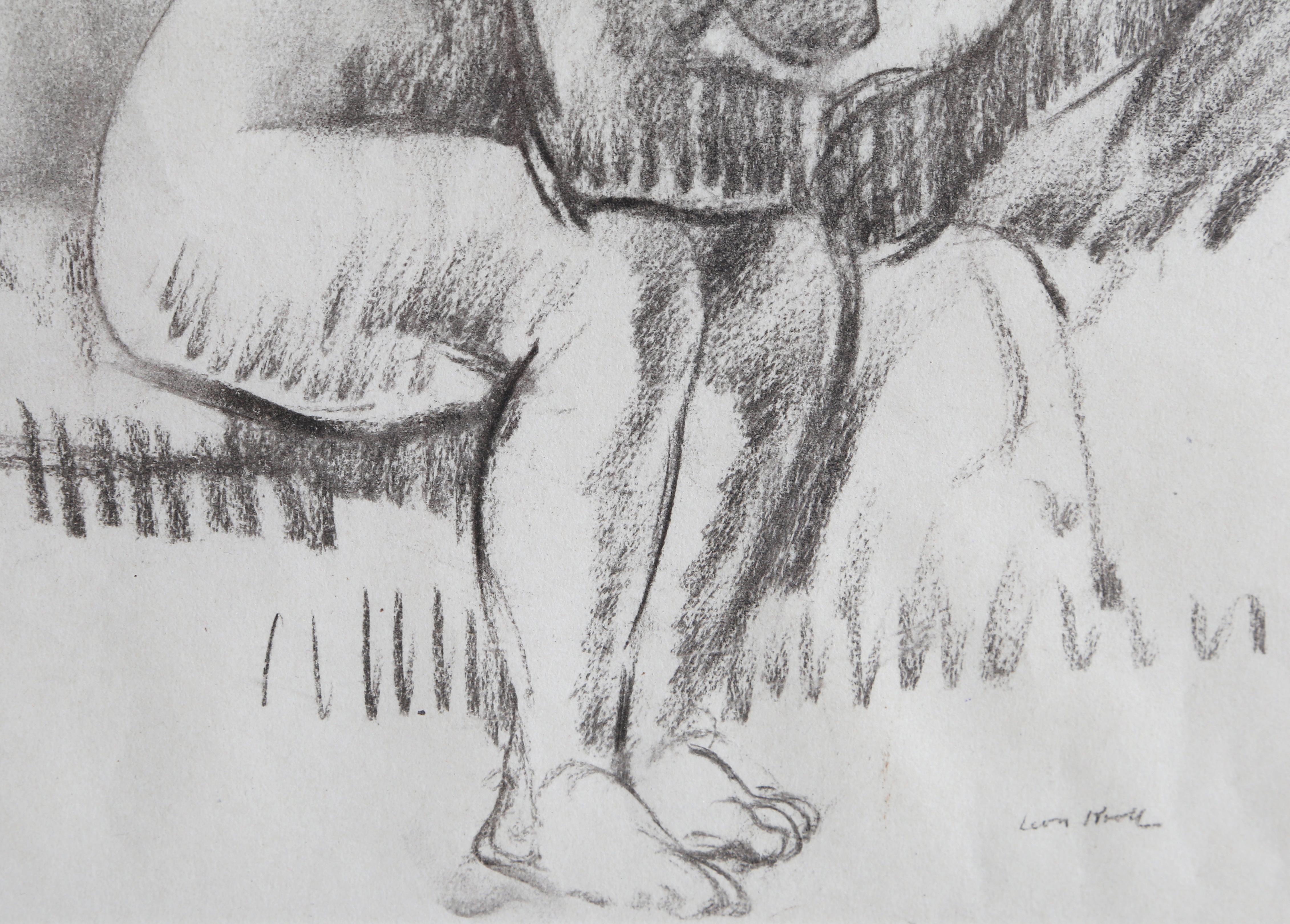 Seated Nude, Charcoal Drawing by Leon Kroll For Sale 2