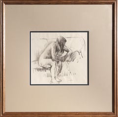 Used Seated Nude, Charcoal Drawing by Leon Kroll