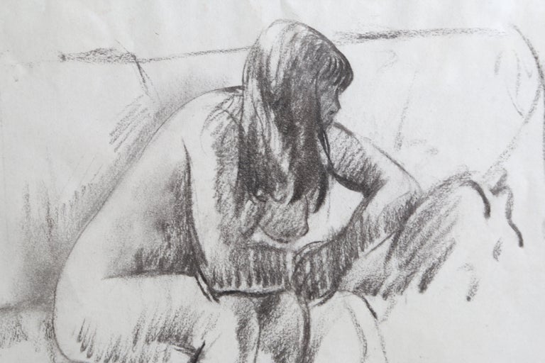 Seated Nude, Charcoal Drawing by Leon Kroll For Sale 1