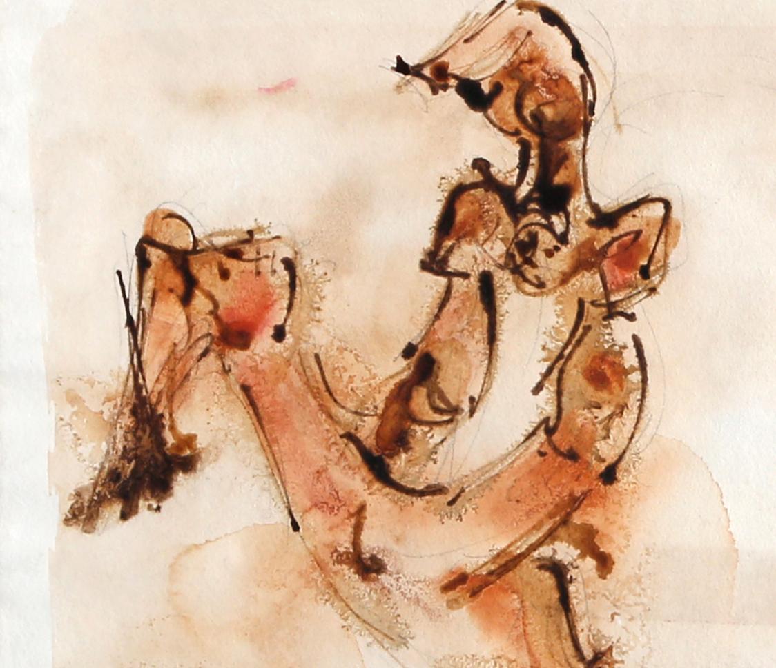 Mother Playing, Watercolor by Chaim Gross 2