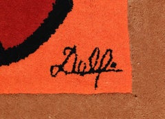 Orange Fighting Cocks, Woolen Rug Tapestry by Victor Delfin