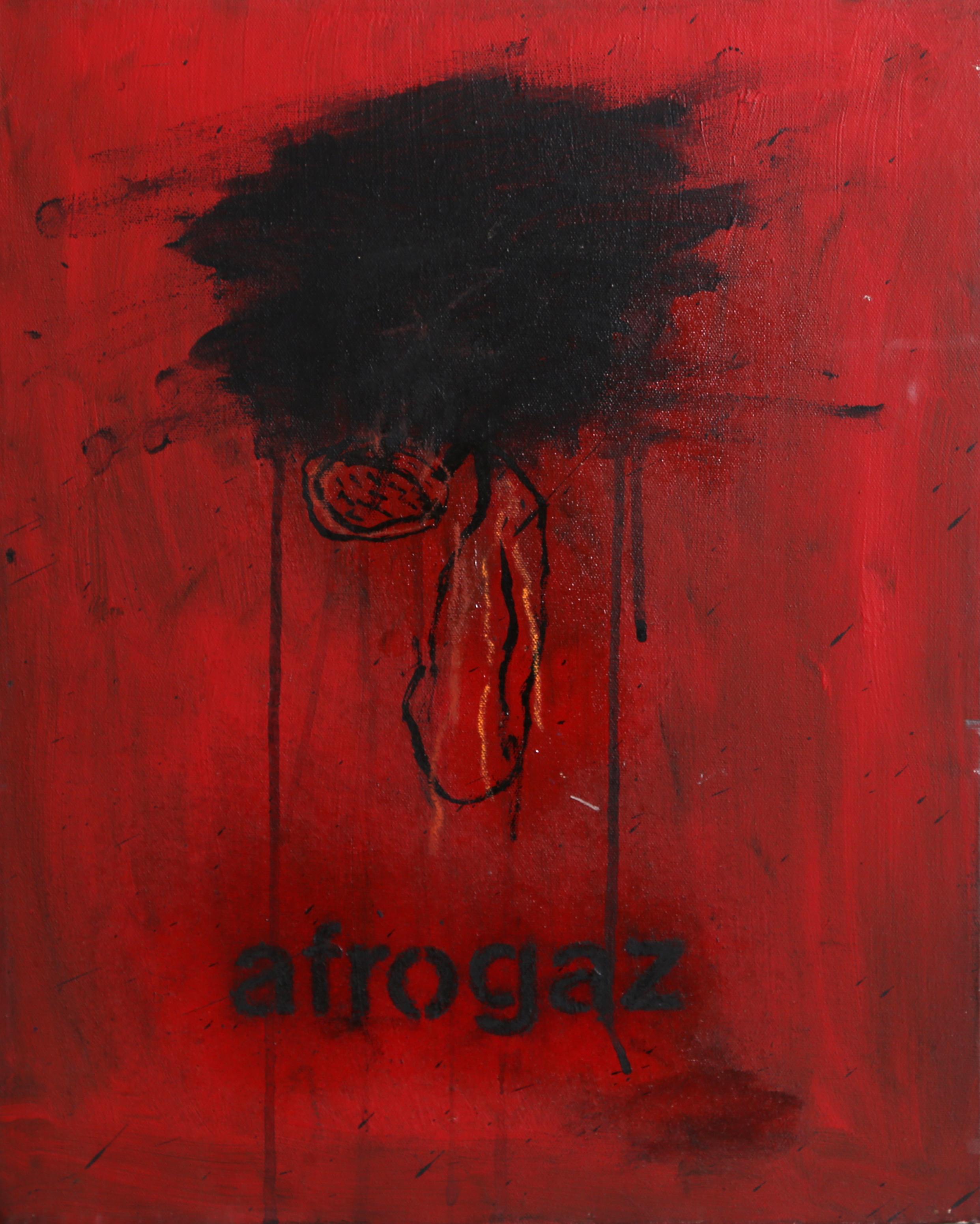 Artista: Fernando Alvim, angolano (1963 -  )
Titolo: Afrogaz
Anno: 1993
Medium: Olio su tela, firmato e datato sul retro
Dimensioni: 20 x 16 pollici (50,8 x 40,64 cm)