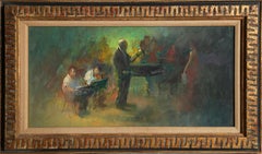 Direttore d'orchestra con cantante, pittura ad olio figurativa di William Harnden
