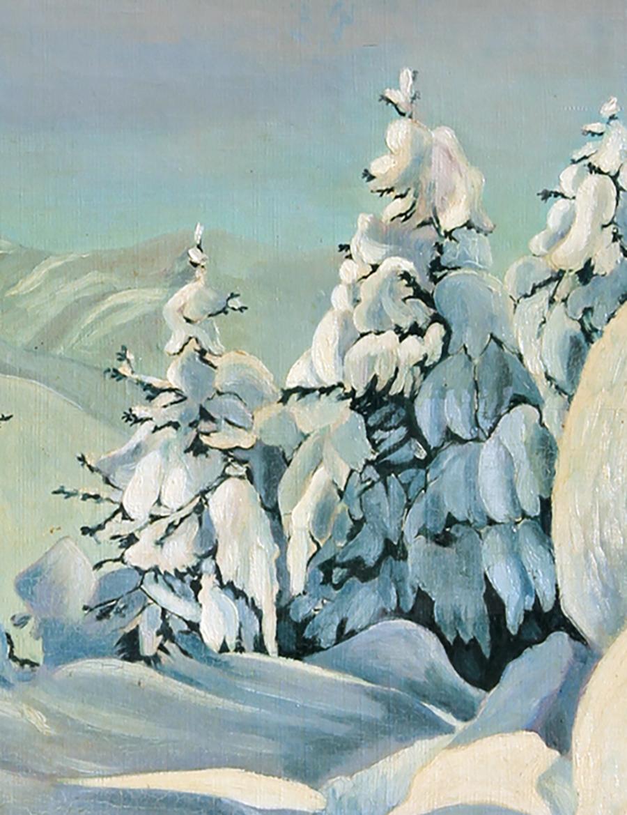 snowy mountain landscape painting