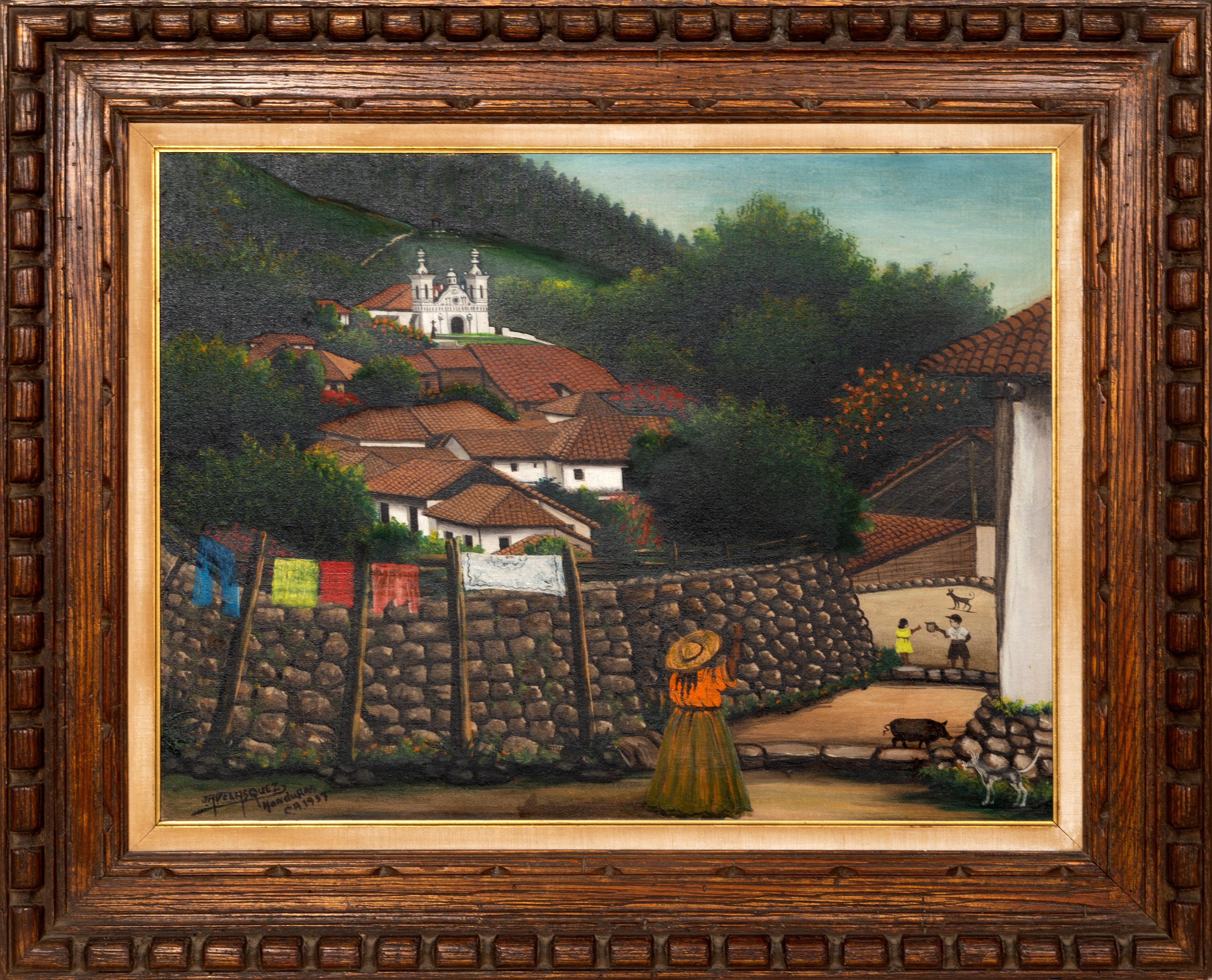 San Antonio de Oriente, Honduras, Painting by Jose Antonio Velasquez 1957