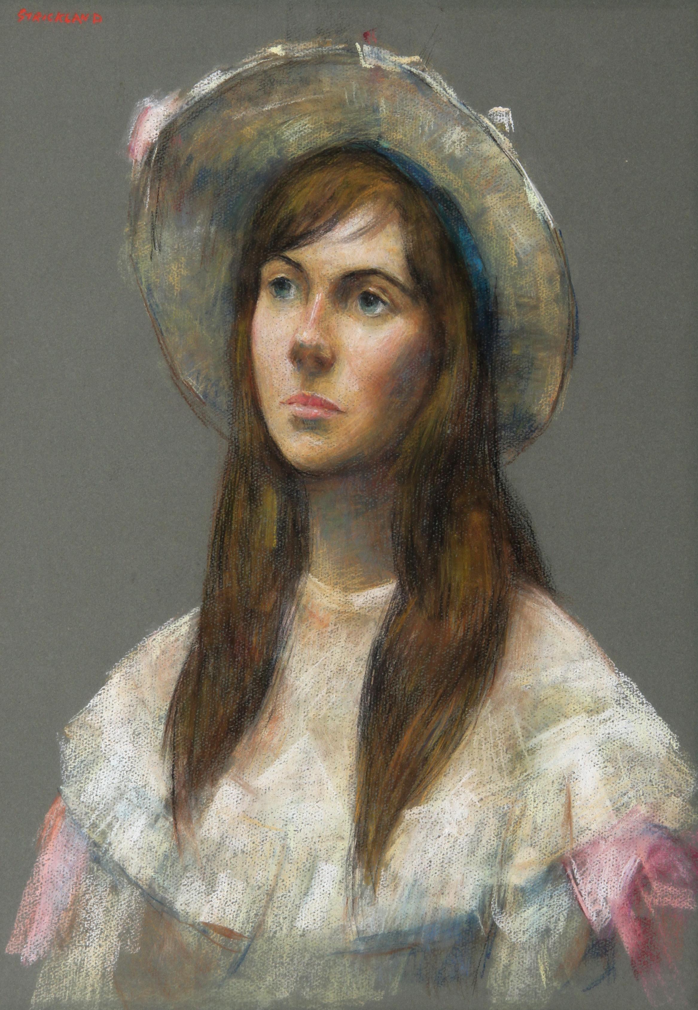 Portrait d'une jeune femme, dessin au pastel de Thomas Strickland