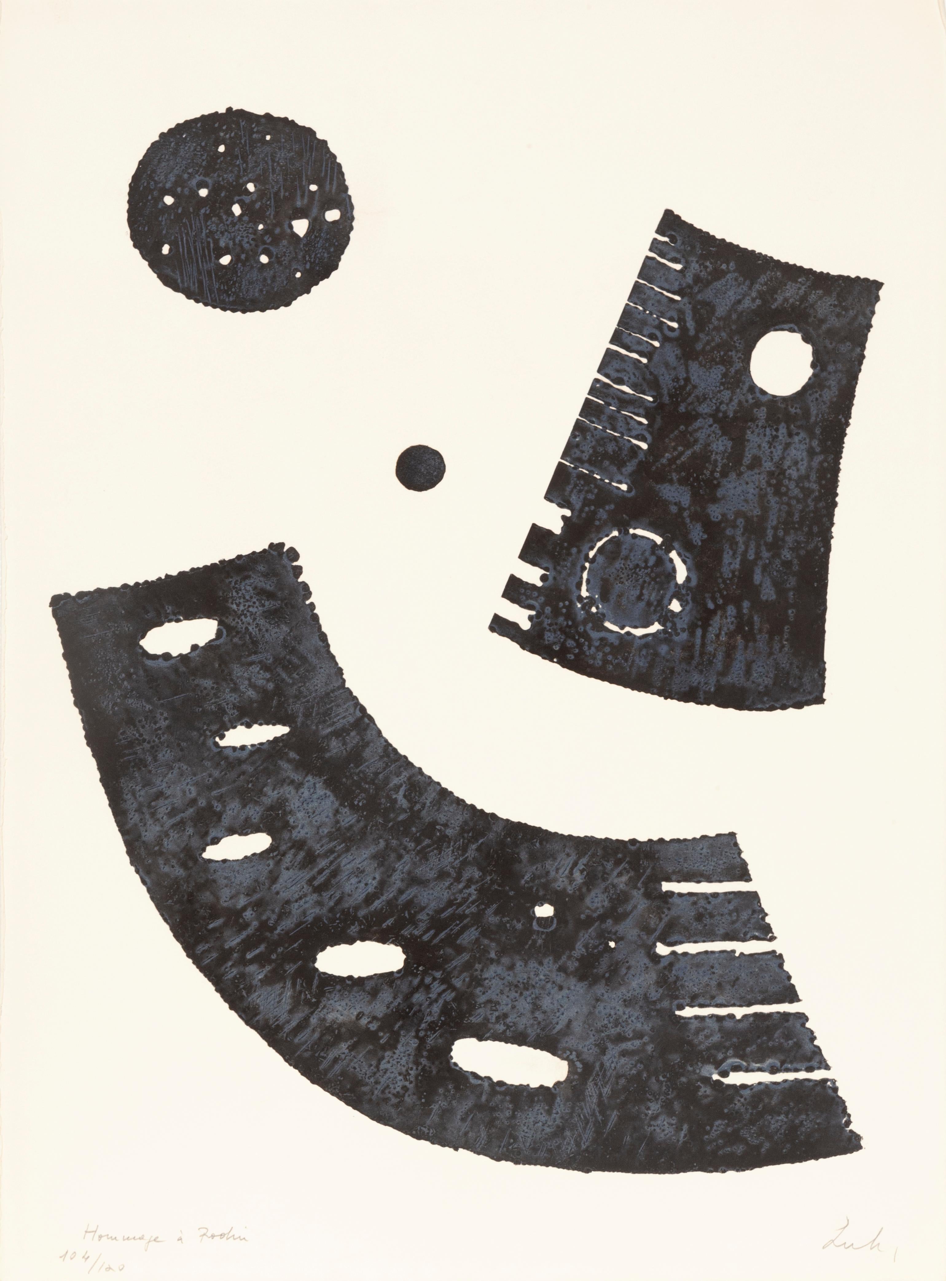 Artiste : Berto Lardera, italien (1911 - 1989)
Titre : Hommage à Rodin
Année : vers 1969
Médium : Eau-forte, signée, titrée et numérotée au crayon
Edition : 114/120
Taille du papier : 30 in. x 22 in. (76,2 cm x 55,88 cm)