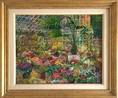 Vintage Greenhouse, Impressionist Oil Painting by Honey W. Kurlander