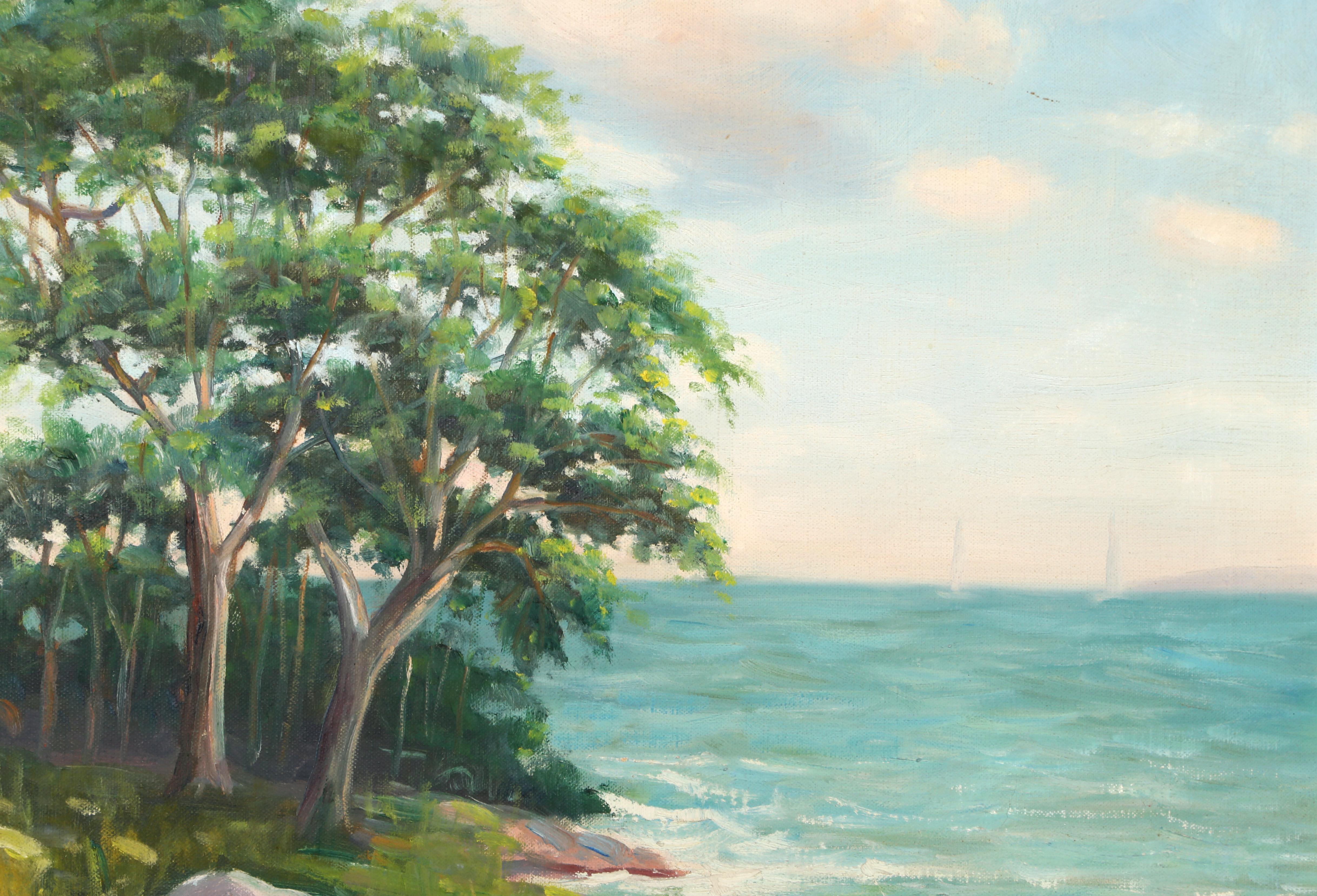 Rocky Shoreline, Landschaft, Ölgemälde von Abraham Rosenthal  im Angebot 2