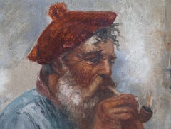 Painter with a Pipe, Impressionist Oil Painting in the style of Gaetano Esposito