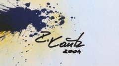 Colorful Yellow Abstract Expressionist Acrylic Painting on Paper by Robert Kautz