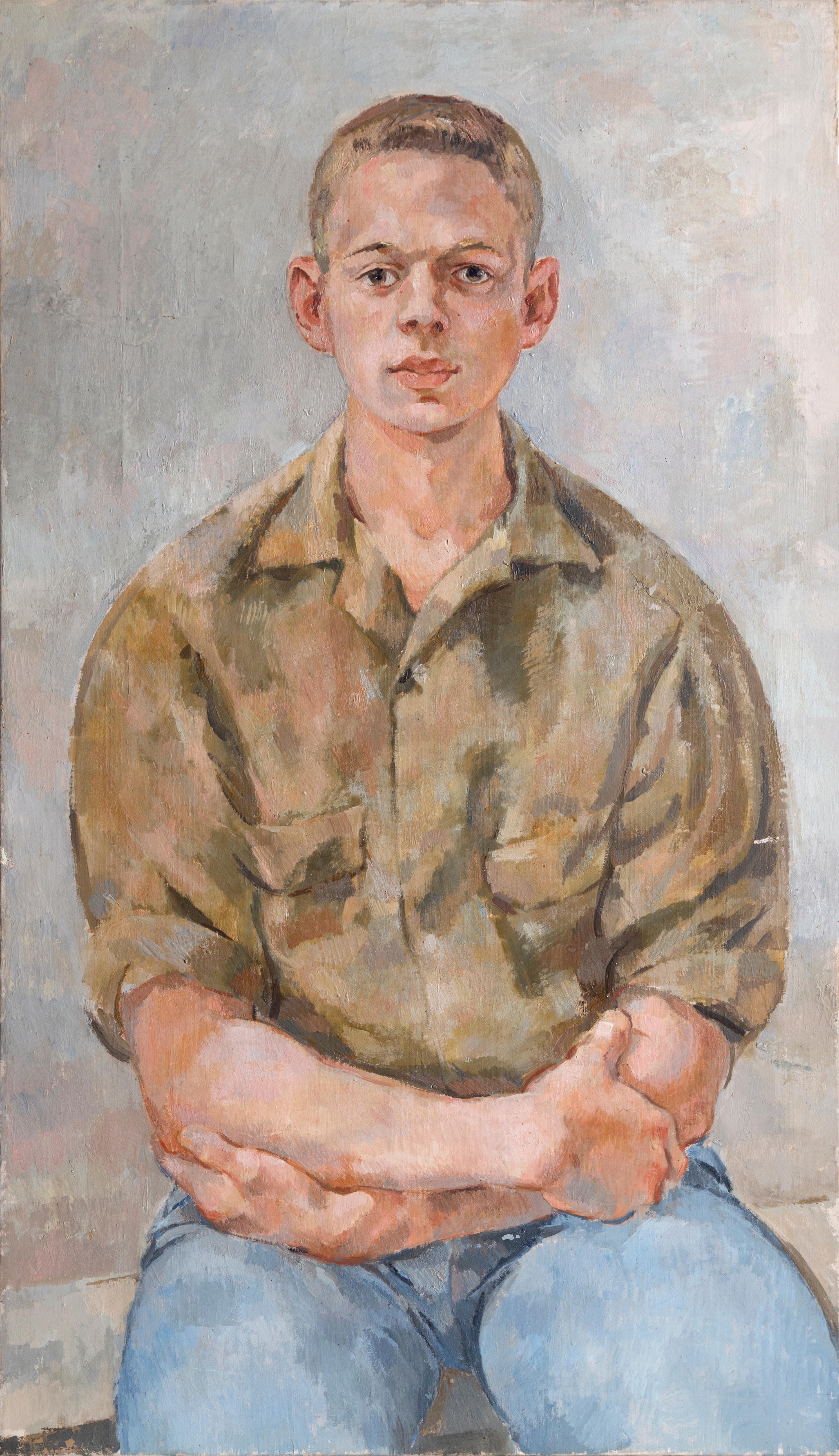 Stanley Mitruk  Portrait Painting - Portrait of a Young Man, Oil Painting by Stanley Mitruk
