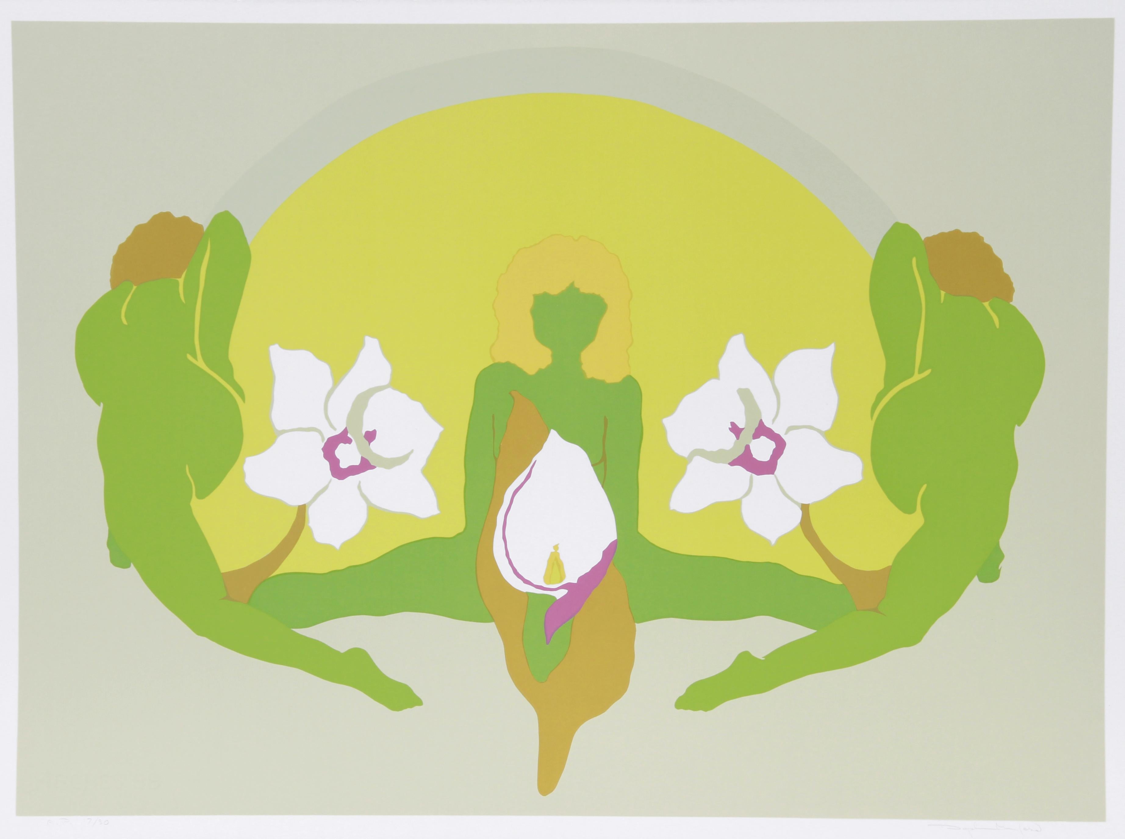 Künstler:  Daphne Mumford, Amerikanerin (1934 - )
Titel:  Frühling I
Jahr:  1978
Medium:  Serigraphie, signiert und nummeriert mit Bleistift
Auflage:  200, AP 30
Bildgröße:  21 x 29 Zoll
Größe:  22,5 Zoll x 30 Zoll (57,15 cm x 76,2 cm)