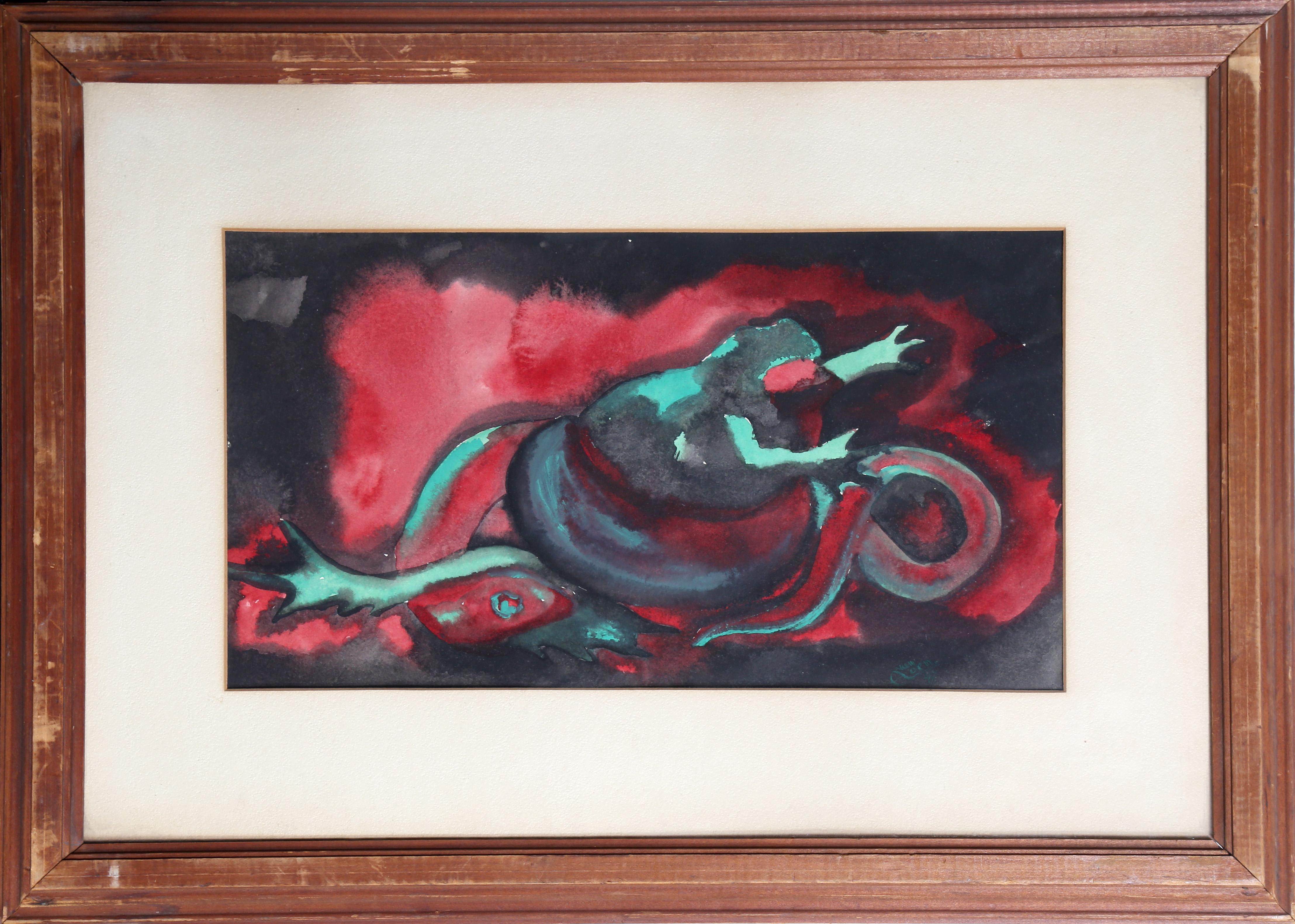 St. George and the Dragon, Abstract Expressionist Painting by Alfred van Loen