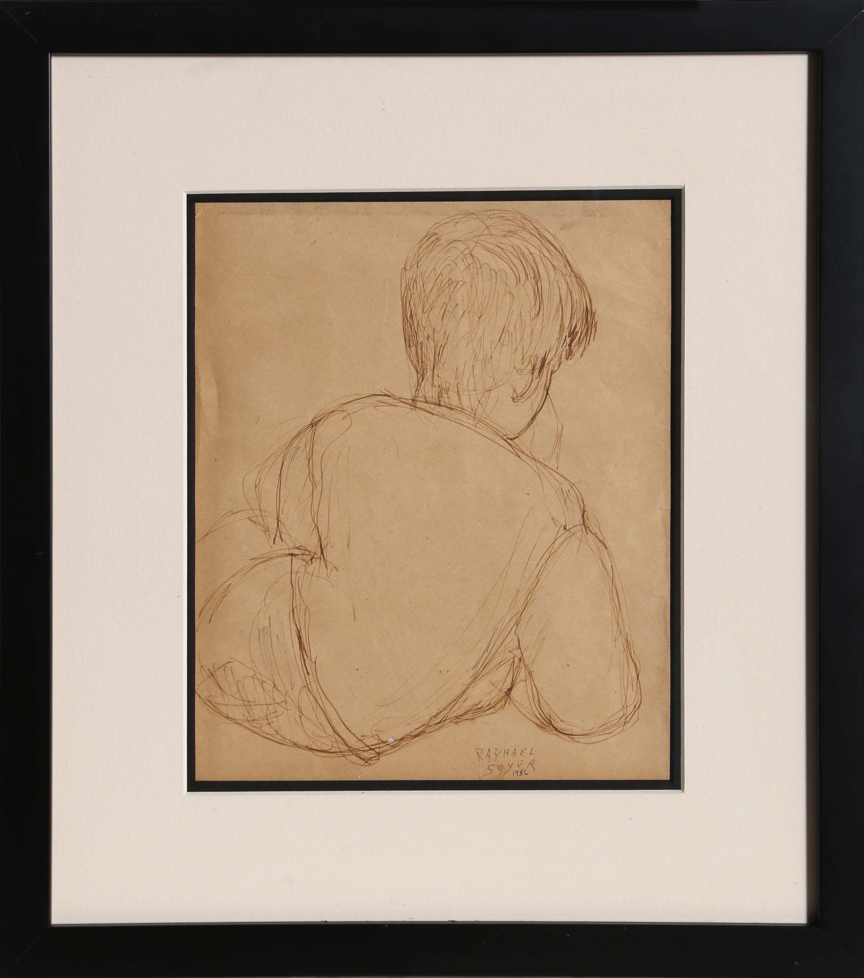 Raphael Soyer | Nude Sanguine Pen & Ink on Paper | 17'' x 13'' main image 0