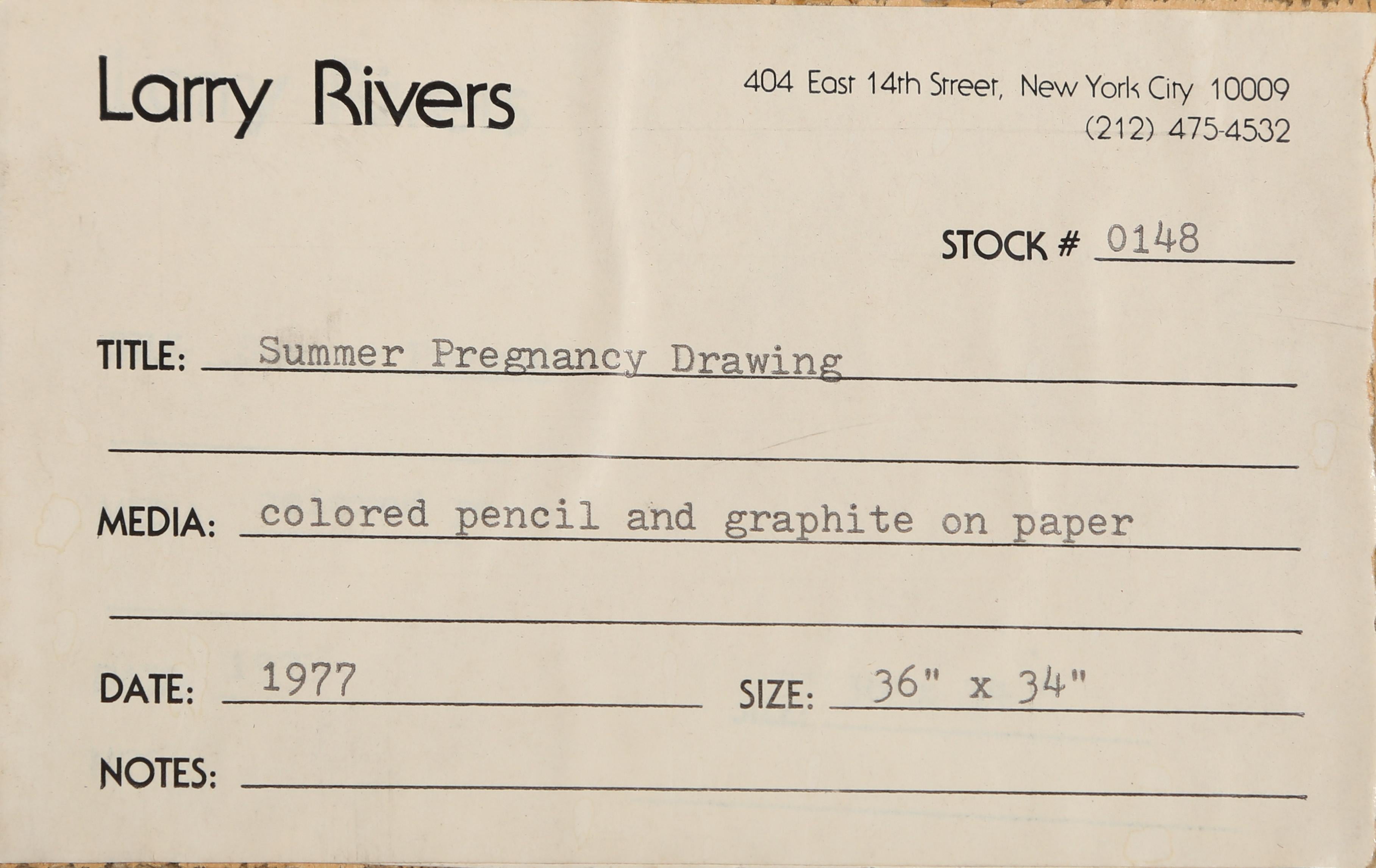 Summer Pregnancy Zeichnung, farbige Bleistift- und Graphitzeichnung von Larry Rivers im Angebot 6