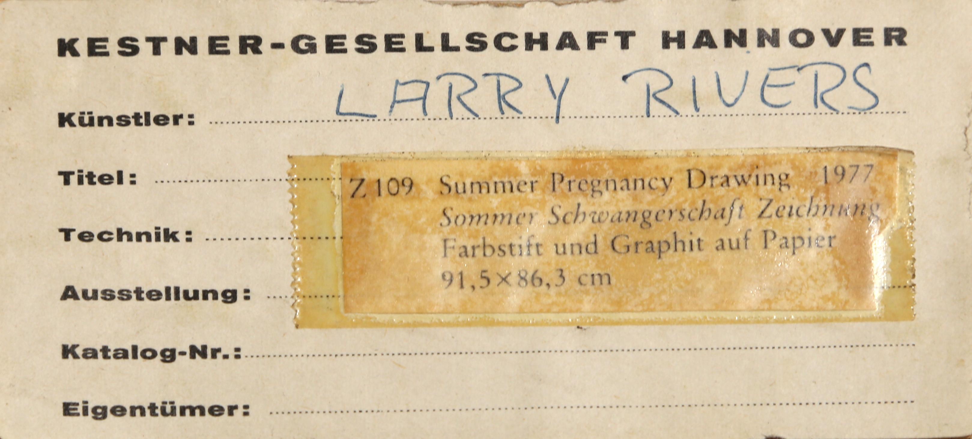 Summer Pregnancy Zeichnung, farbige Bleistift- und Graphitzeichnung von Larry Rivers im Angebot 7