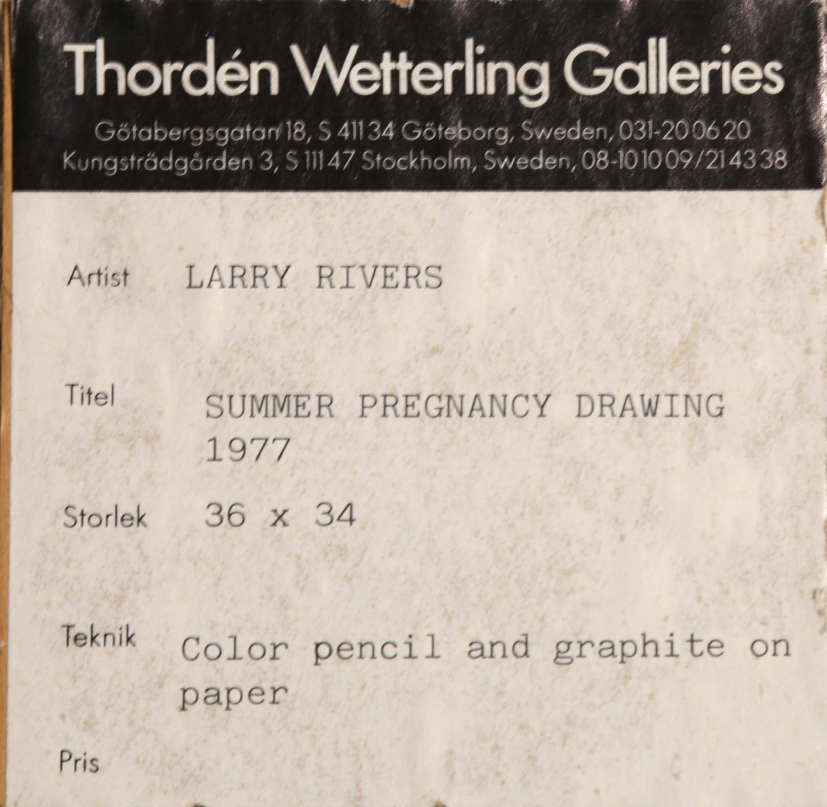 Summer Pregnancy Zeichnung, farbige Bleistift- und Graphitzeichnung von Larry Rivers im Angebot 8