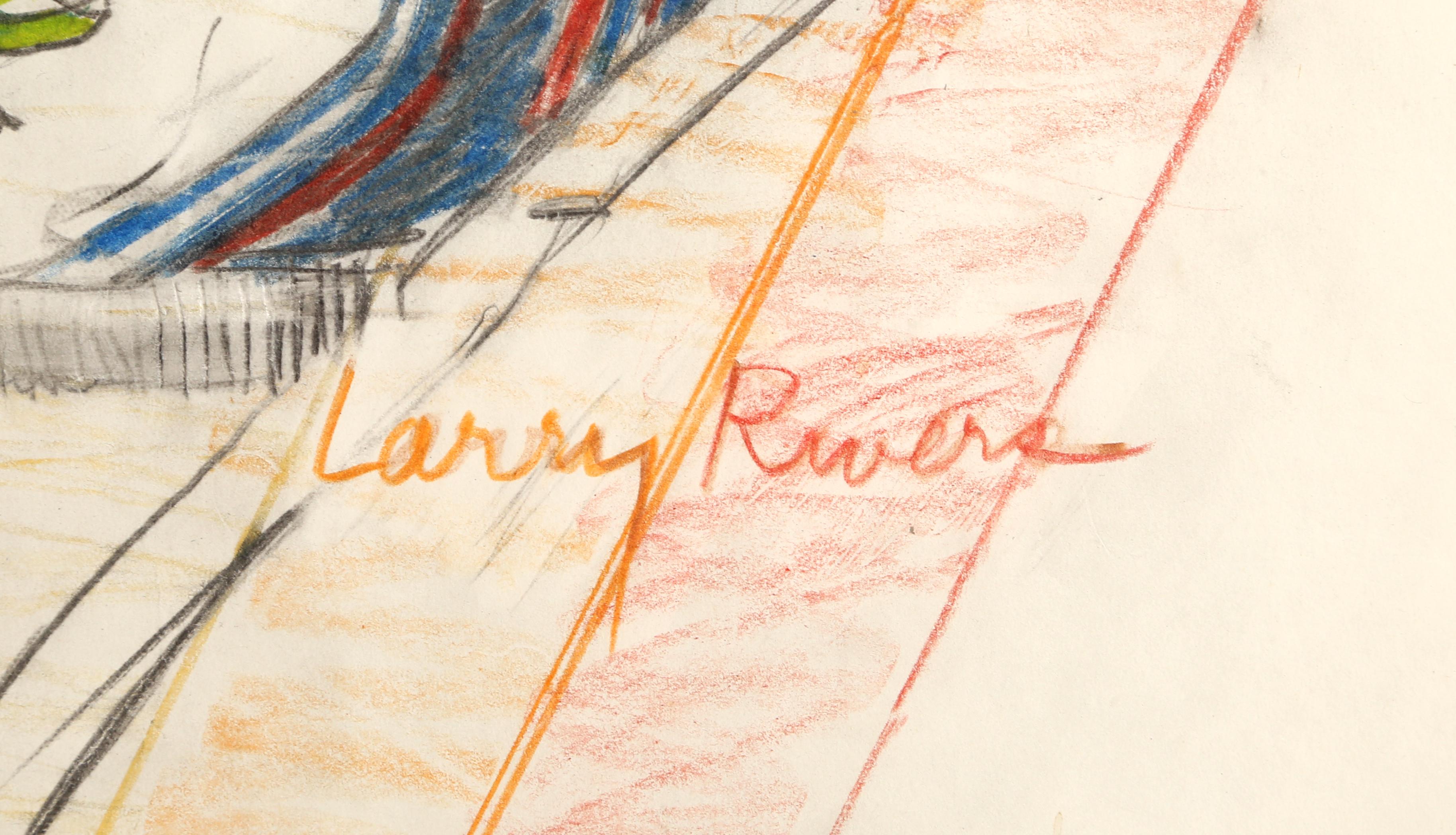 Summer Pregnancy Zeichnung, farbige Bleistift- und Graphitzeichnung von Larry Rivers im Angebot 4