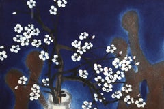 Flowers & Human, Expressionist Still Life Painting on Paper by Bong-Kyu Ahn