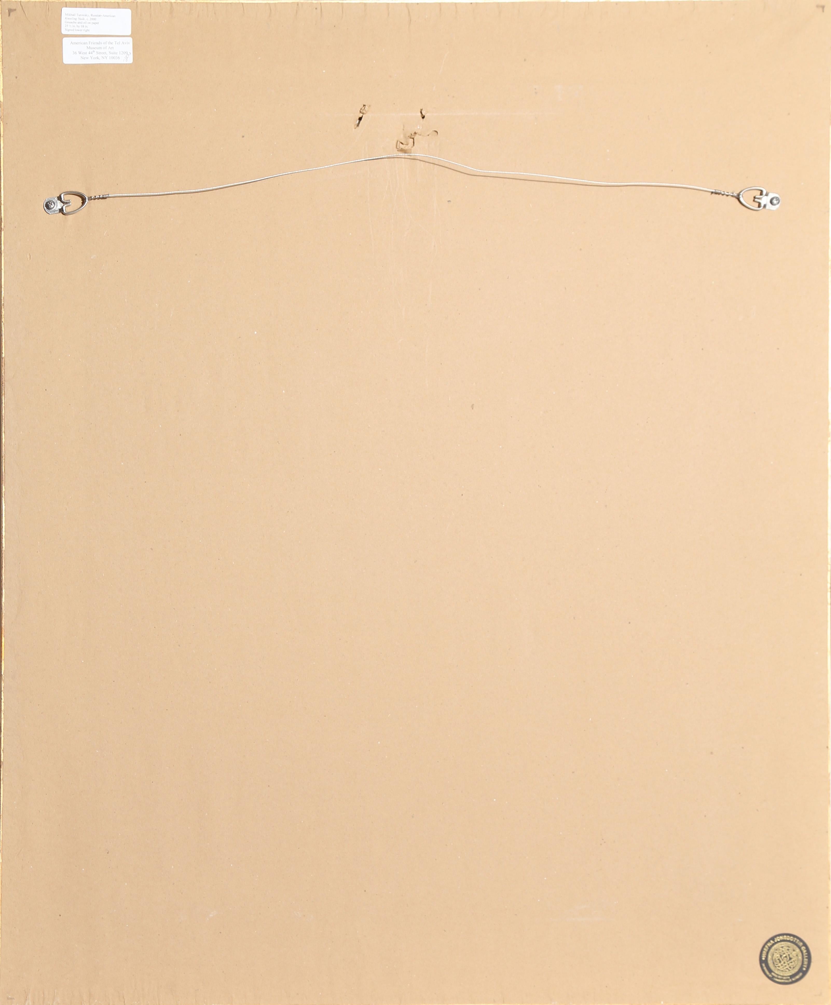 Nudo inginocchiato, Pittura moderna a olio e guazzo di Mikhail Turovsky 4