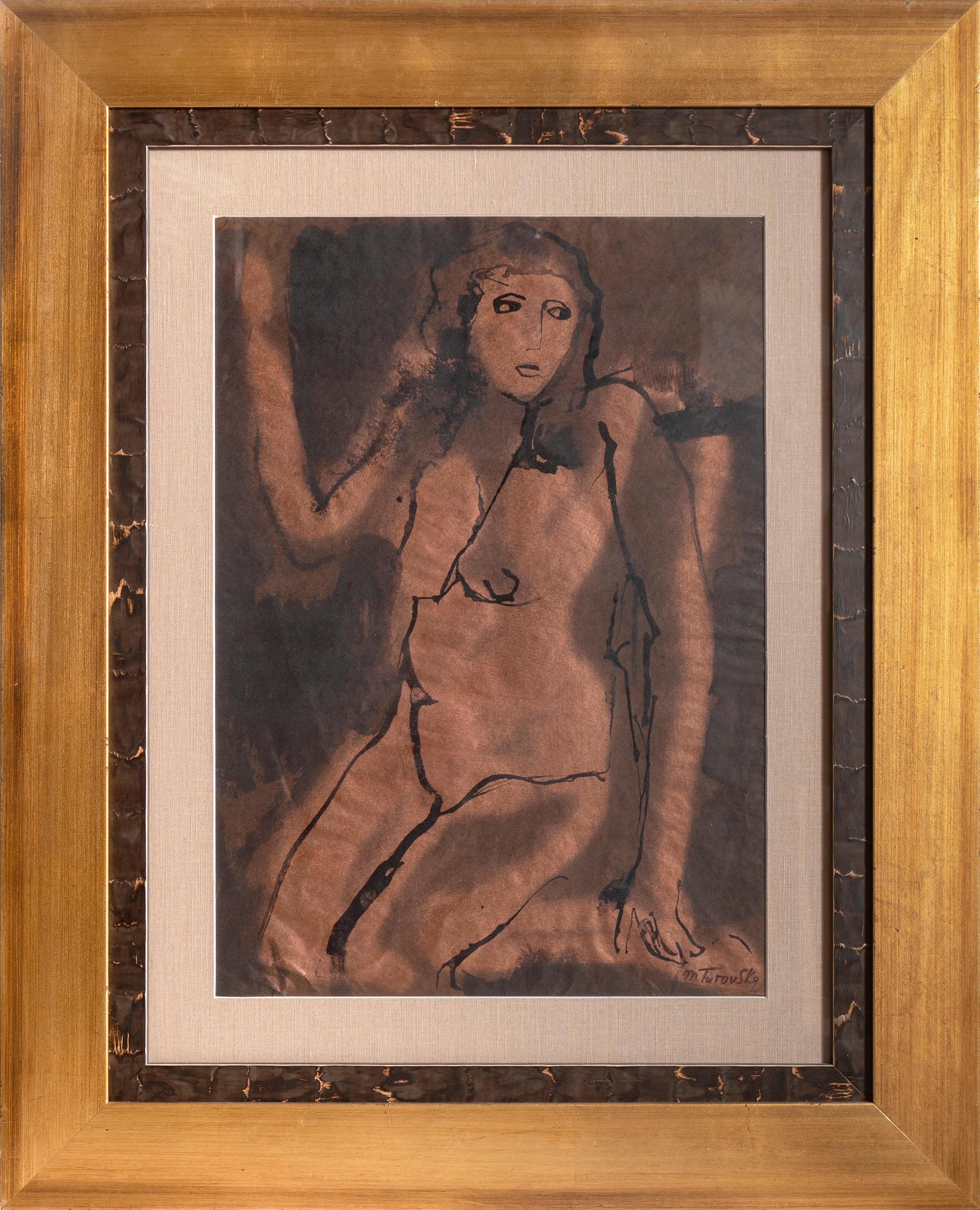 Mikhail Turovsky Figurative Painting - Kneeling Nude