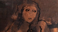 Kneeling Nude, Modern Gouache and Oil Painting by Mikhail Turovsky