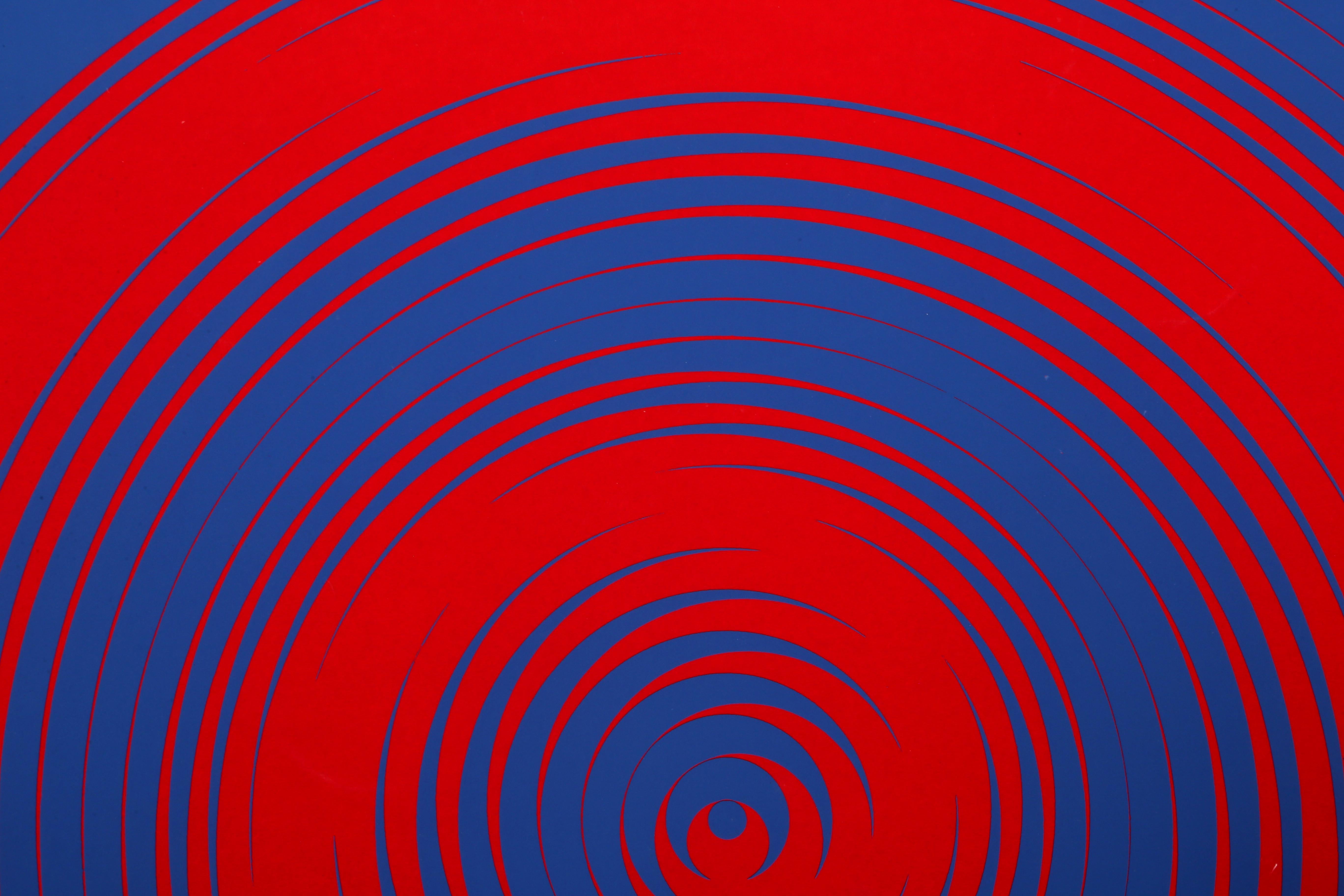 Blue and Red Spirals - Op Art Print by Getulio Alviani