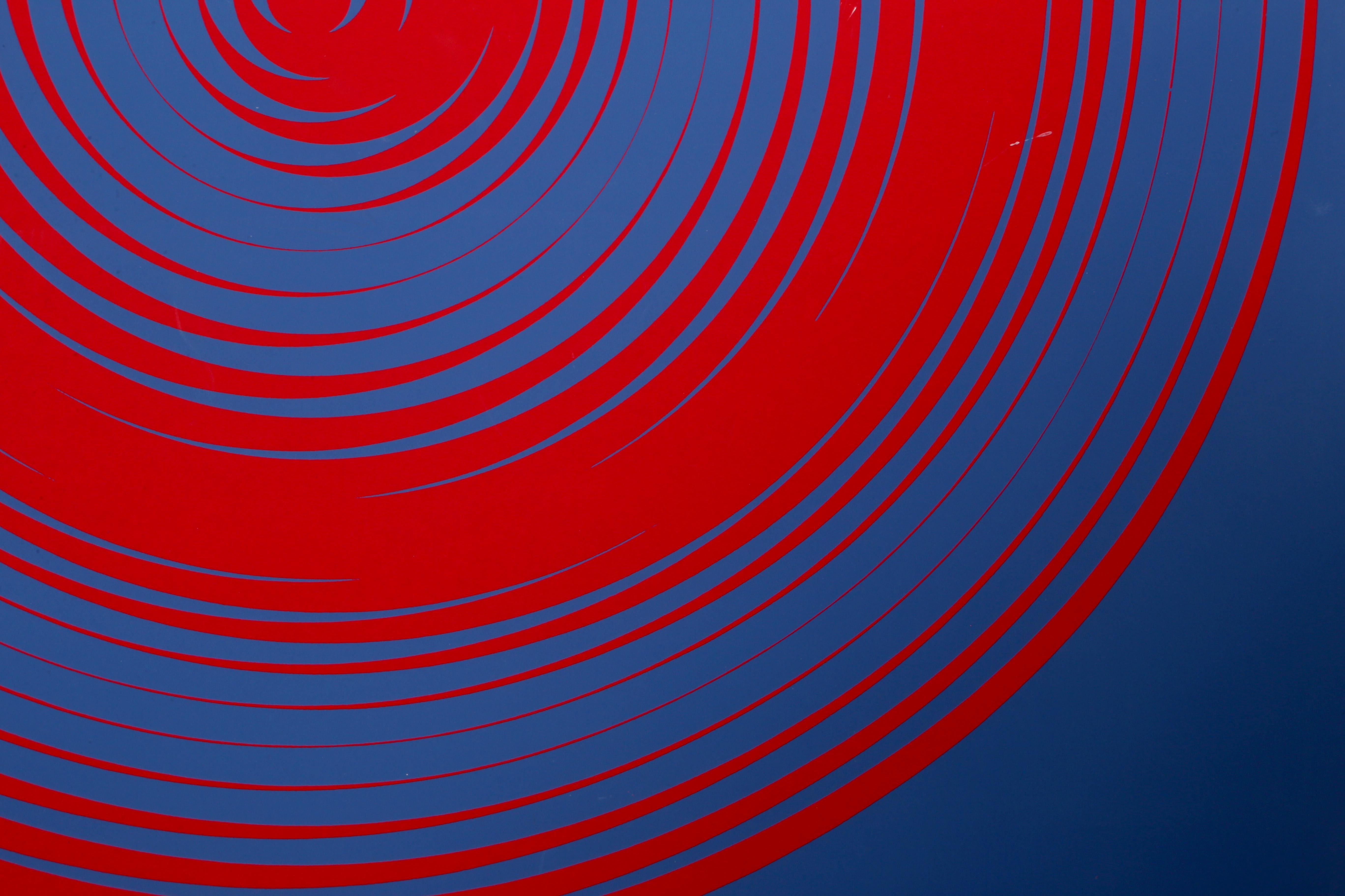 Blue and Red Spirals - Print by Getulio Alviani