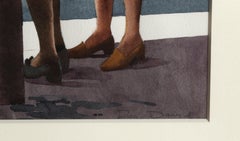 Bus Stop, New York - Peinture à l'aquarelle photoréaliste de Don David