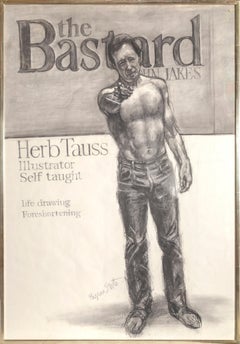 Retrato de Herb Tauss, Dibujo a carboncillo sobre papel de archivo por Byron Goto