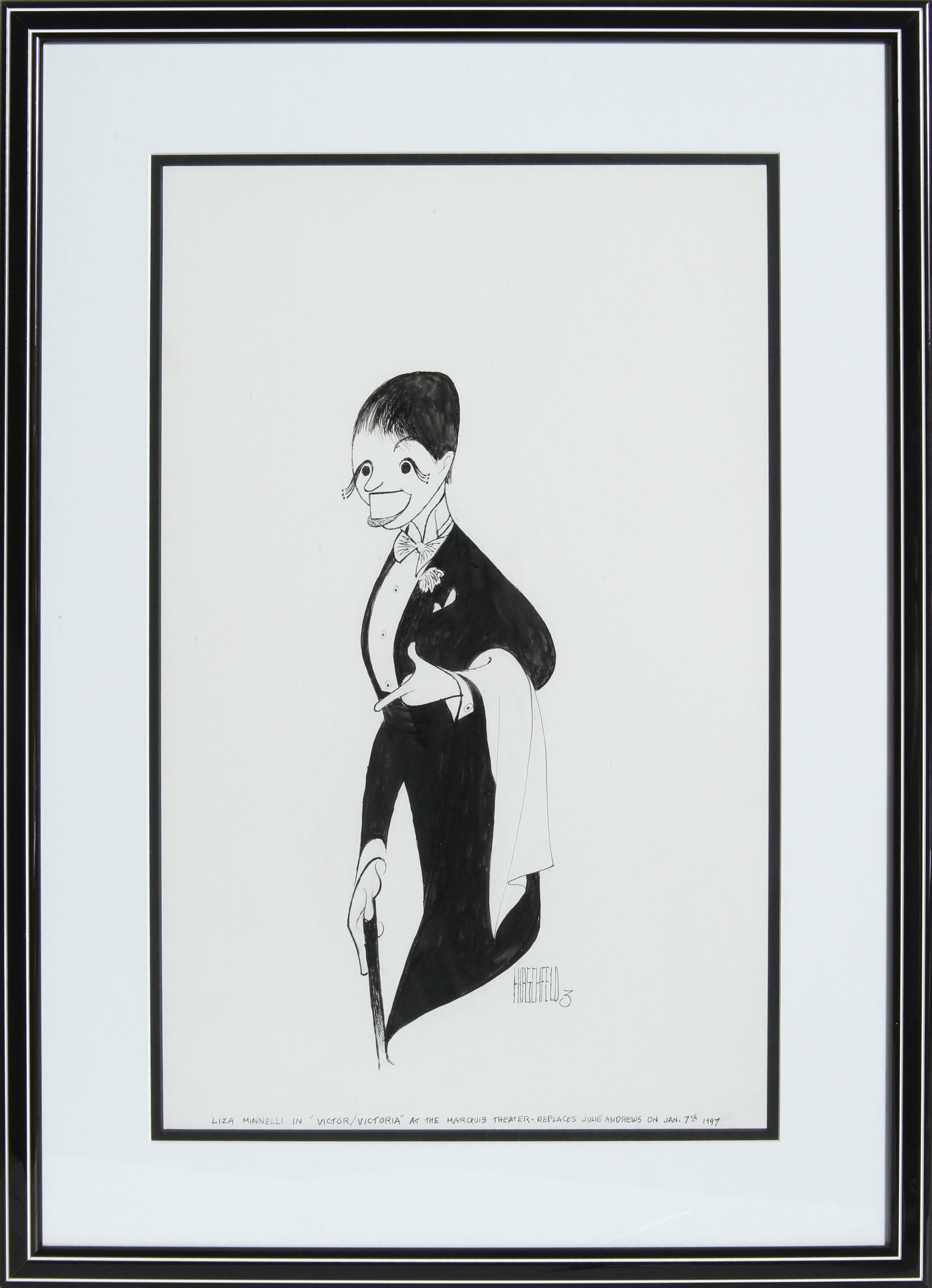 Albert Al Hirschfeld Figurative Art - Liza Minnelli from Victor/Victoria, Drawing by Al Hirschfeld