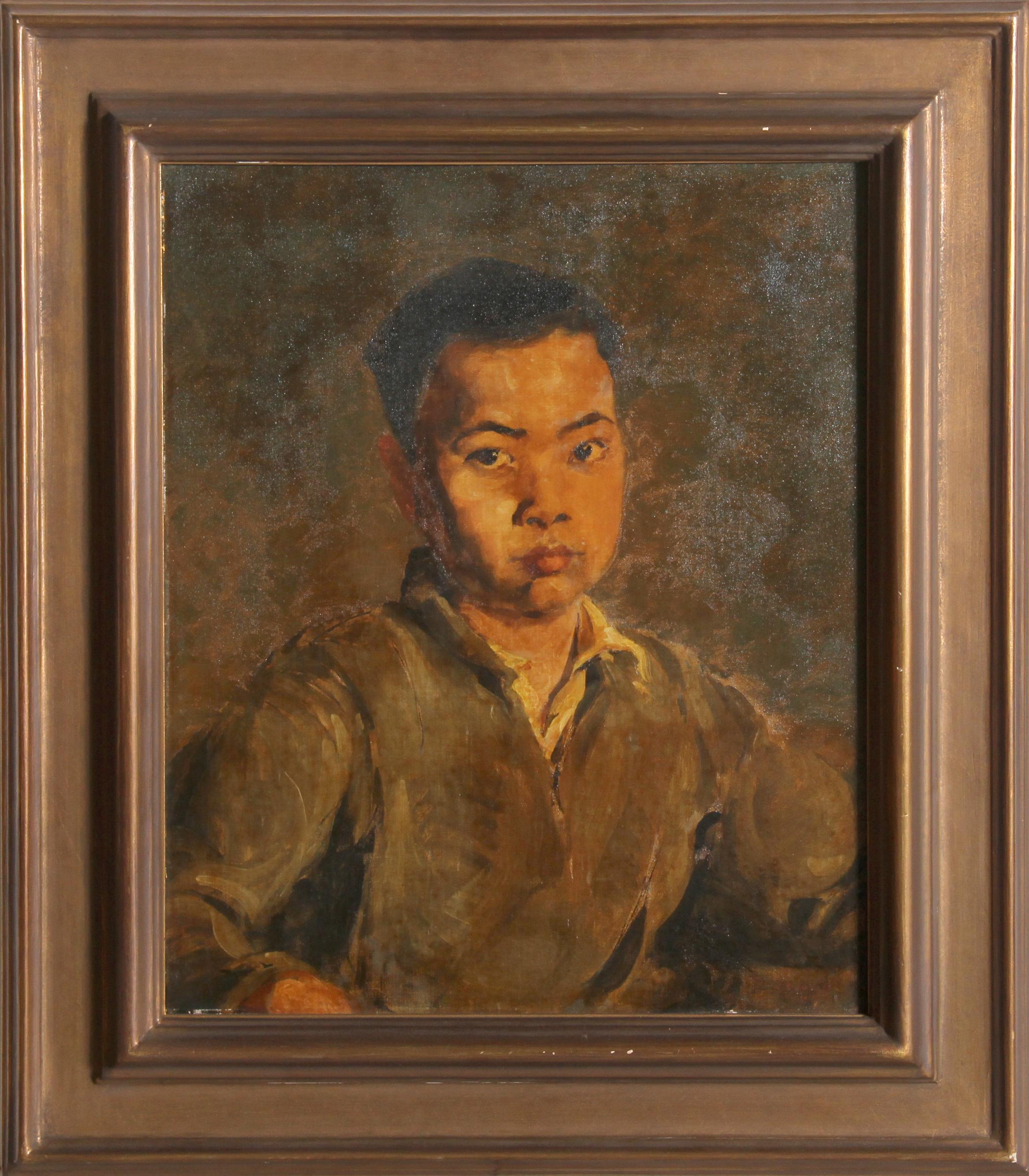 Portrait d'un garçon, Kong, peinture à l'huile datant d'environ 1930 par Charles Cabot Daniels