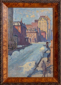 Winter Street Scene, New York City - Oil Painting by Kenneth Frazier