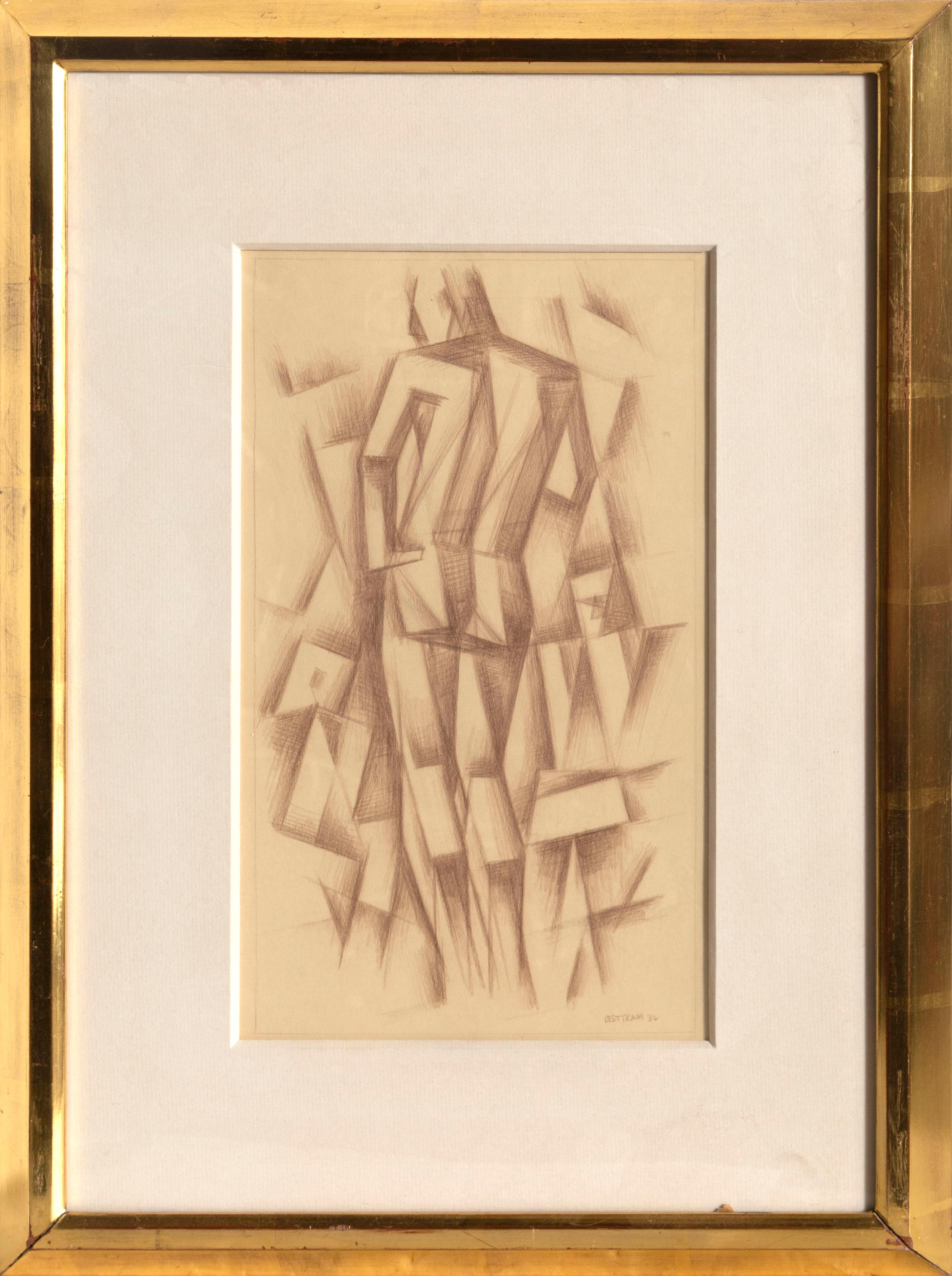 Standing Figure, Cubist Drawing by Emil Bissttram - Art by Emil Bisttram