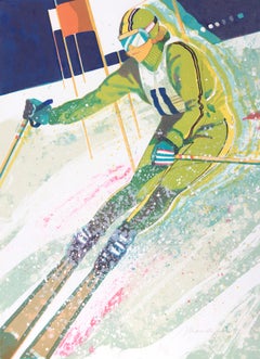 Skier, Pop-Art-Lithographie von Alan Mardon