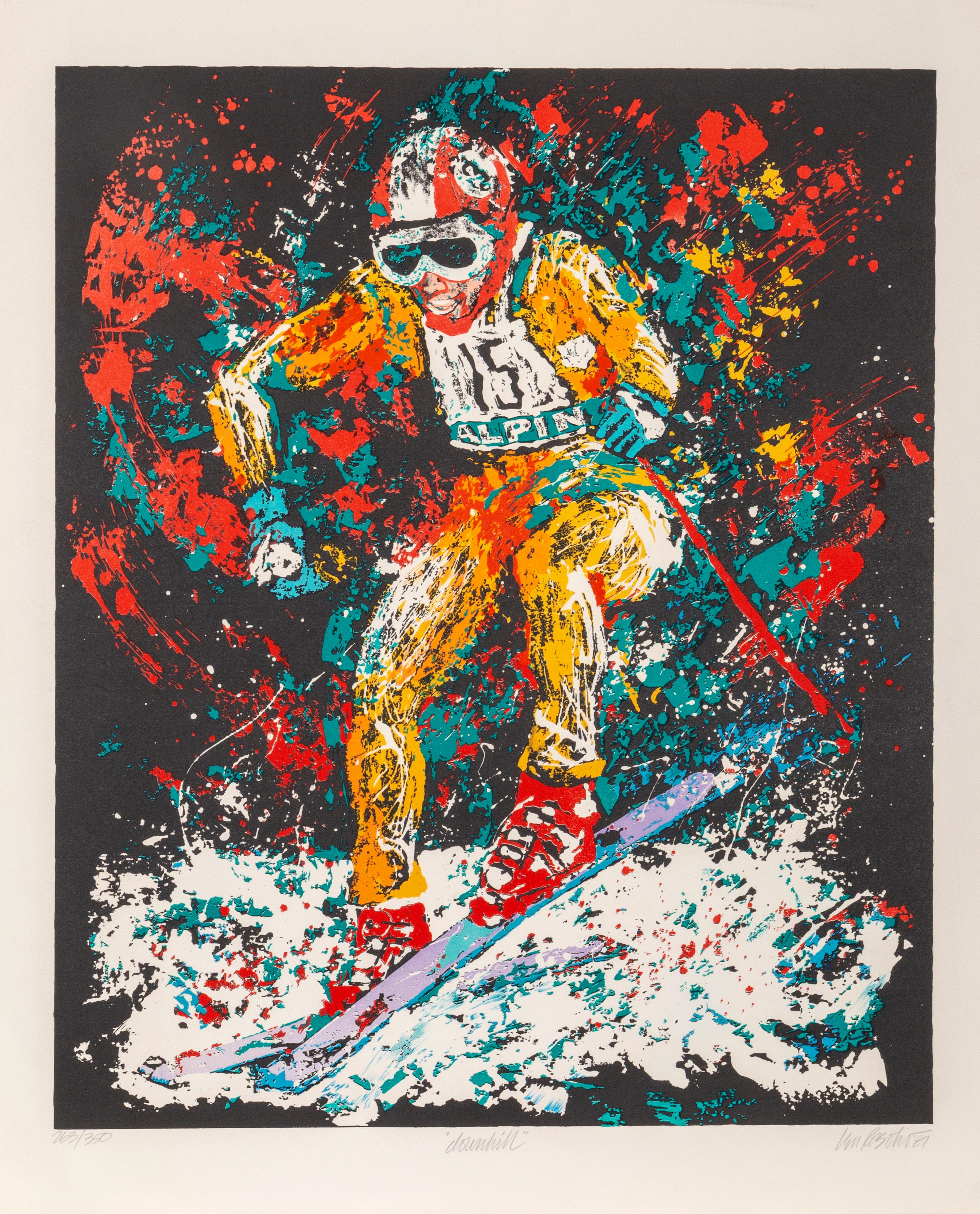 Downhill Skier, Screenprint by Len Rosolio