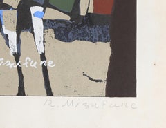 Rainbow Music, Abstract Geometric Woodcut by Rokushu Mizufune