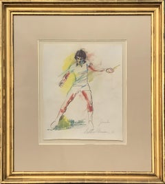 « Jimbo »:: Jimmy Connors:: dessin de tennis de LeRoy Neiman 1983