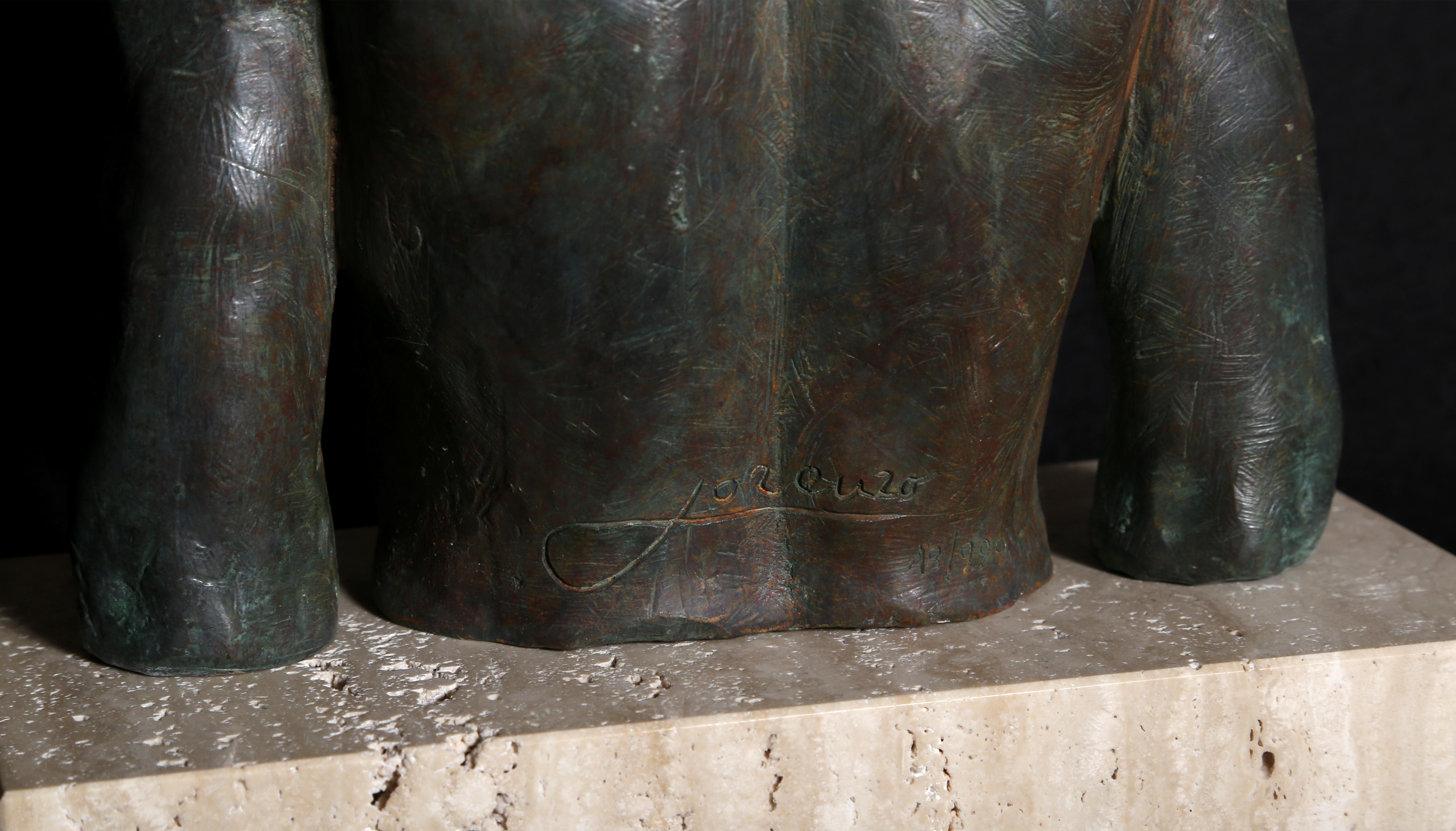 A Surrealist bronze sculpture by Italian artist Lorenzo Quinn depicting a male figure with hands reaching into his chest. Published to benefit the World Bronchology Foundation.  The work has the signature and numbering (18/999) on the verso.  