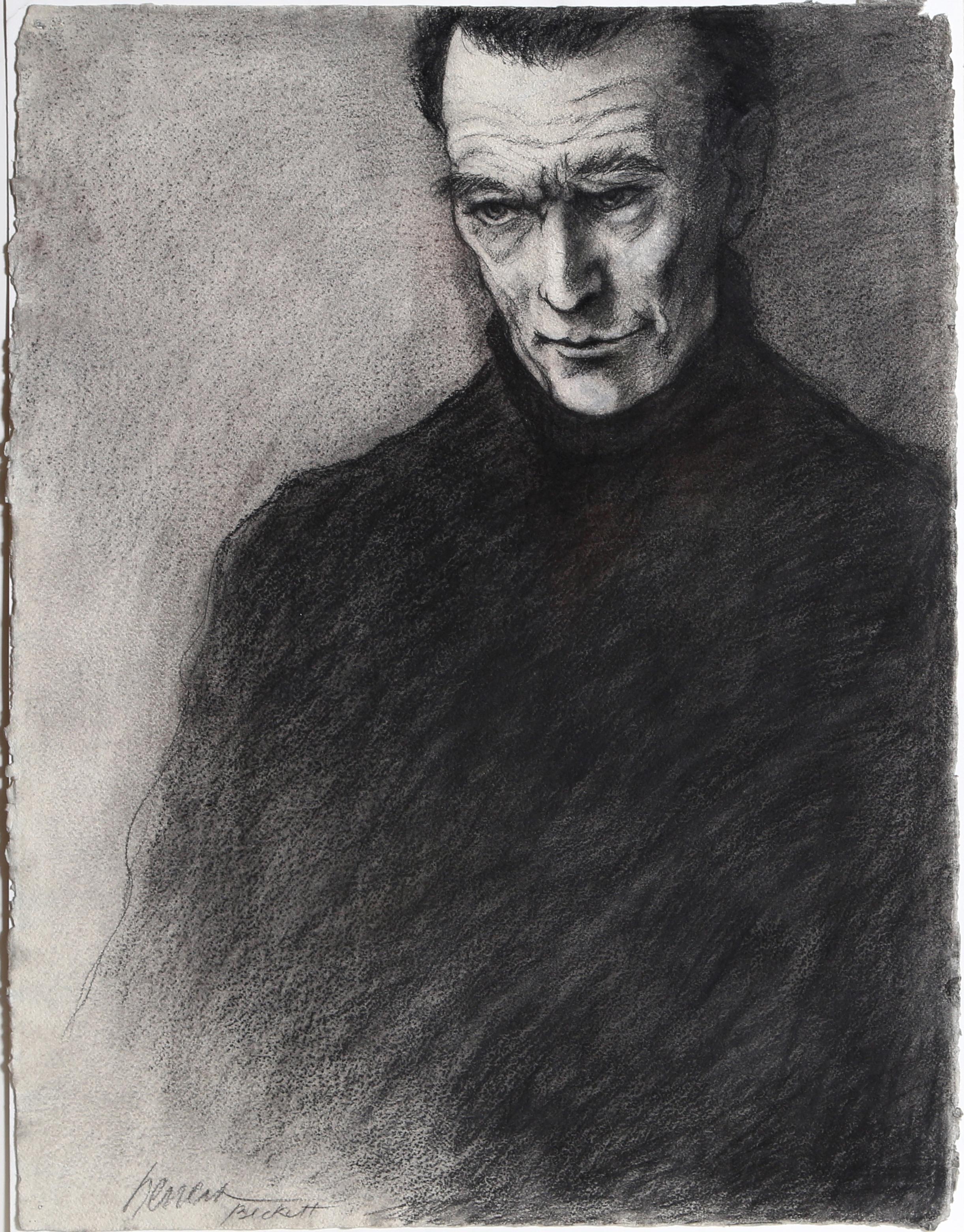 Ein eindrucksvolles Porträt des Schriftstellers Samuel Beckett von Miguel Herrera, Chilene/Amerikaner (1935). ungerahmt. 

Graphit auf Papier, signiert
Größe: 31 x 23 Zoll (78,74 x 58,42 cm)