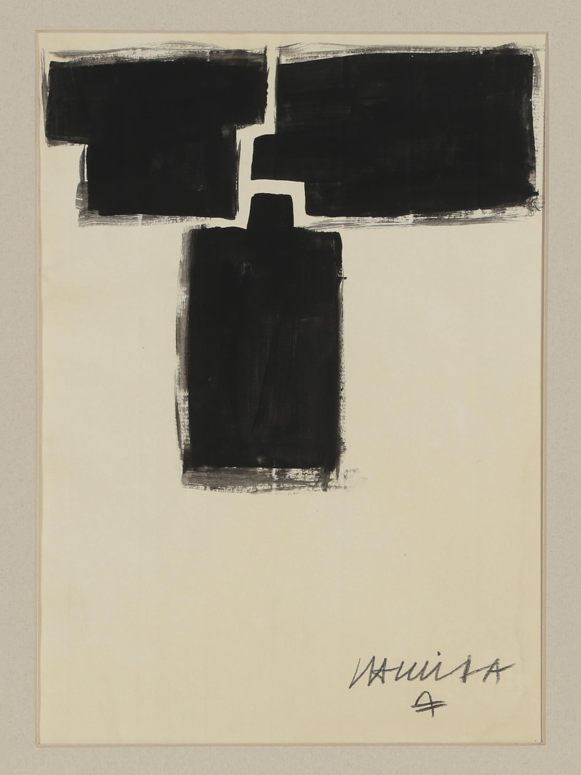Eduardo Chillida, Spanish (1924–2002)
India Ink, brush on laid paper, signed lower right
Size: 11.5 x 8 inches
Frame Size: 17 x 13.7 inches