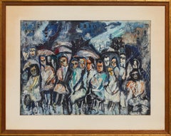 Concert in the Rain, Watercolor and Pastel on Paper by George Habergritz