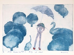 Coño en el cielo con cisne, Técnica mixta sobre arcos de Karen Lynn Gorney