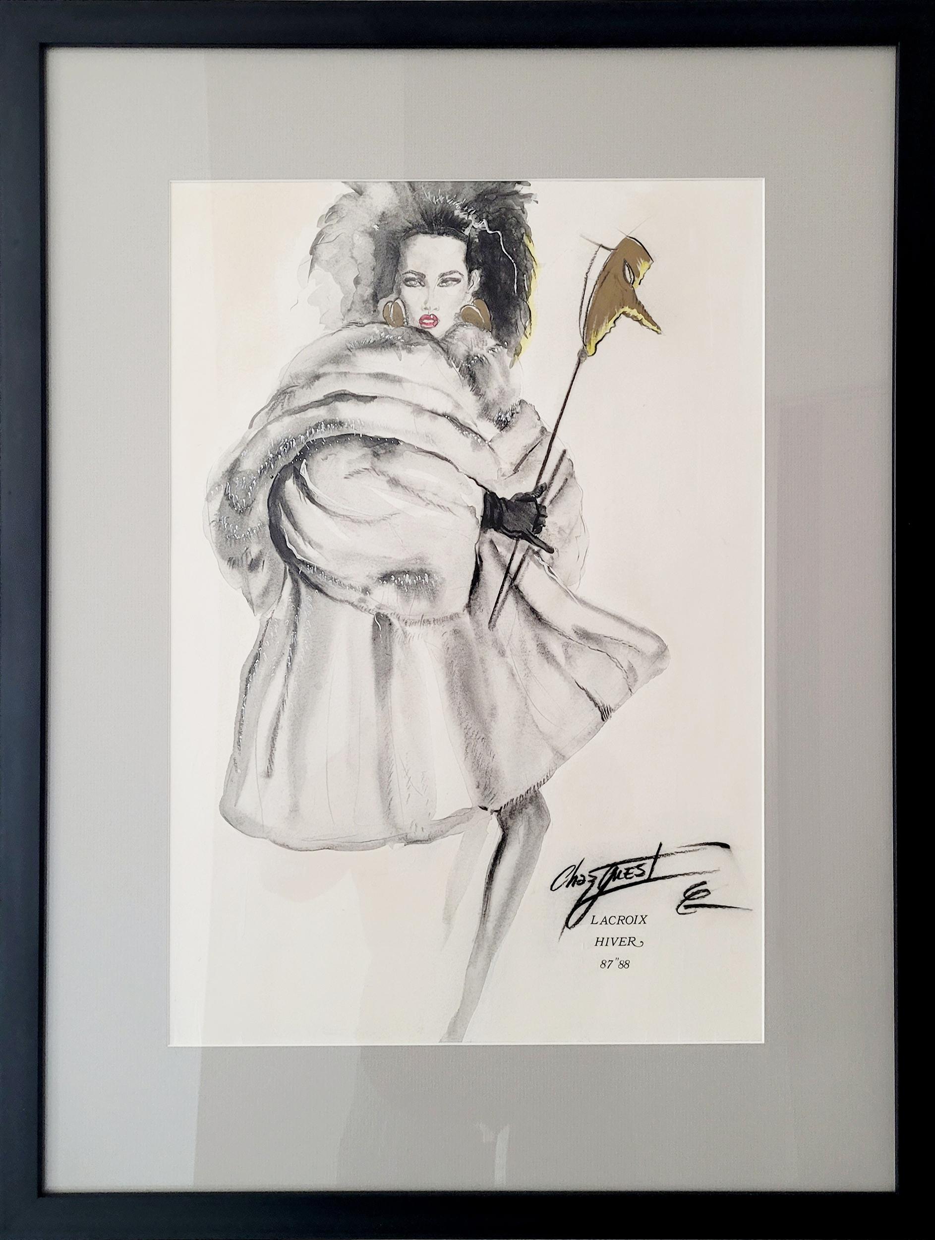 Lacroix Hiver
Chaz Guest, Amerikaner (1961)
Datum: 1987-88
Zeichnung mit Bleistift, signiert
Größe: 20,5 x 14,5 Zoll (52,07 x 36,83 cm)
Rahmengröße: 27,5 x 21 Zoll