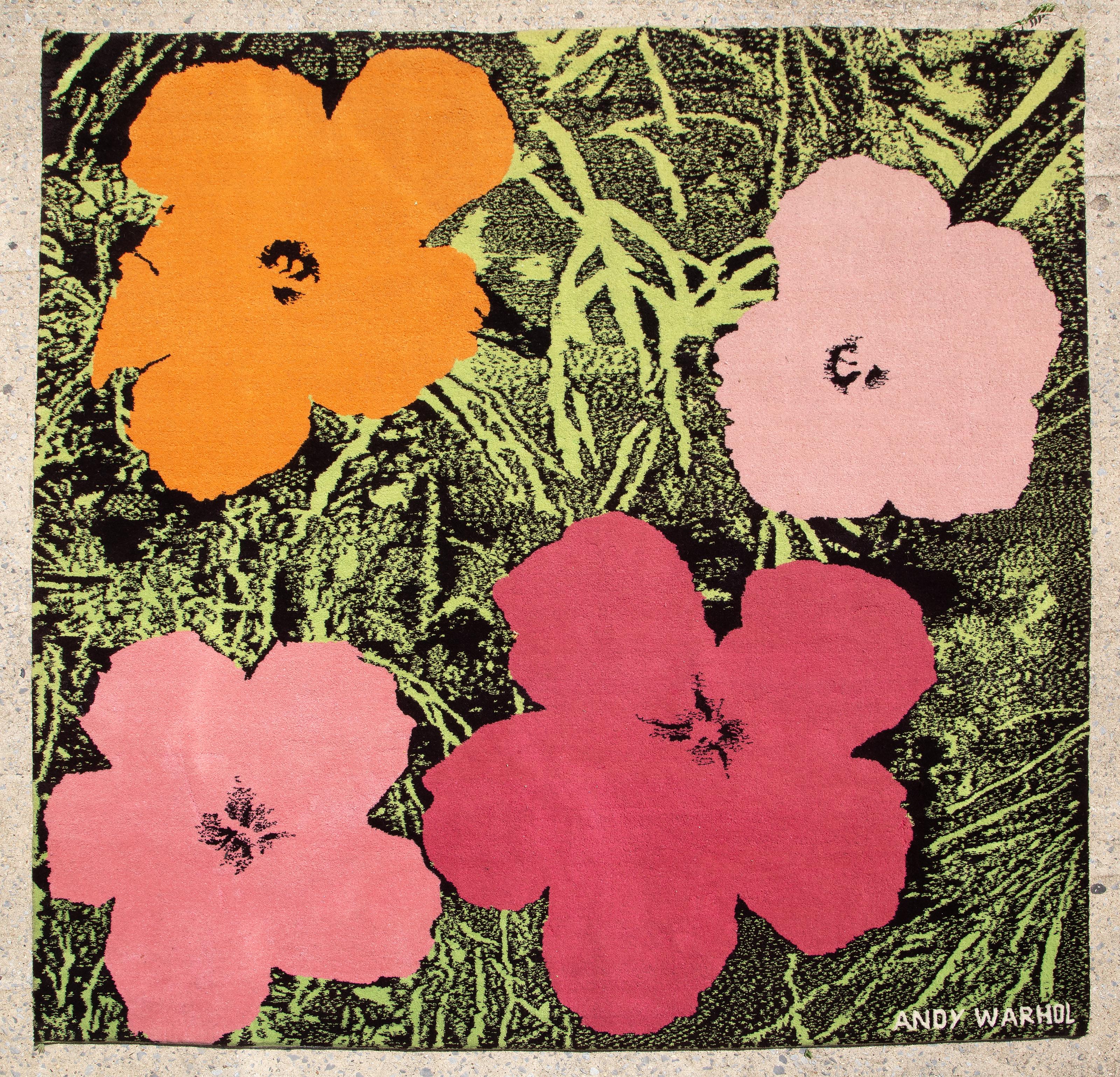 Flores, Alfombra Pop Art Tapiz de lana de Andy Warhol
