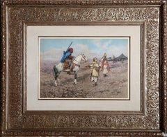 Nordafrikanische orientalische Szene, Original-Aquarell auf Papier von Giulio Rosati